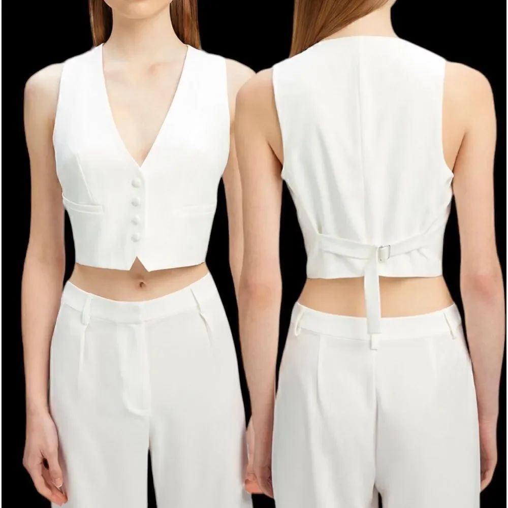 Bardot Women's Sleeveless Buttoned Callista Vest in the Size 10 in Ivory Color